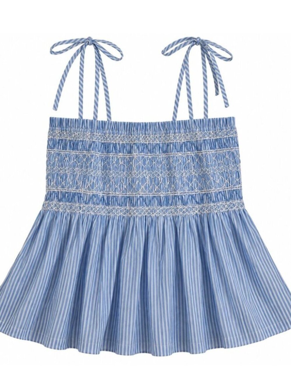 J. Crew Paloma Top Womens Medium Striped Smocked Embroidered Cotton Poplin NEW